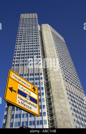 Eurotower EZB Banca Centrale Europea di Francoforte sul Meno Germania Foto Stock