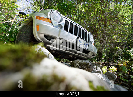 Jeep offroad viaggio in British Columbia, Canada Foto Stock