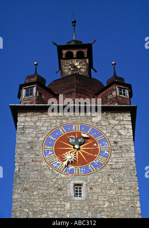Clock Tower, Rathaus, Lucerna (erba medica), Svizzera Foto Stock