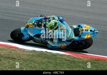 Australian, Chris Vermuelen del team Rizla Suzuki, equitazione in Catalogna 2007 Moto GP, Montmelo, Barcellona, Spagna Foto Stock