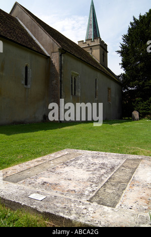 Jane Austen nasce a Steventon il suo padre era Rettore del 12 secolo la chiesa di San Nicola Steventon Hampshire Inghilterra grave Foto Stock