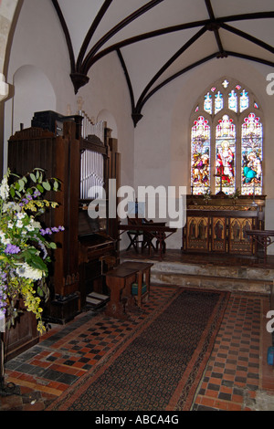 La Chiesa di San Nicola Steventon Jane Austens chiesa.Hampshire REGNO UNITO Inghilterra organo a canne costruito da Thomas Jones di Londra nel 1912 Foto Stock