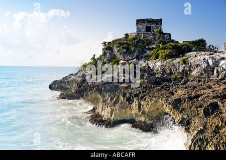 Vista dei Maya sito archeologico di Tulum Foto Stock