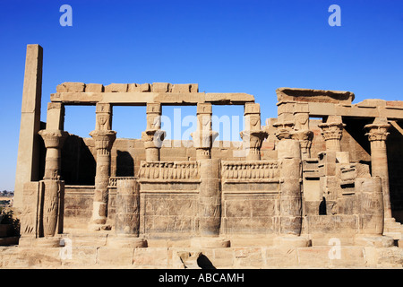 Vista del tempio di Philae in Aswan Alto Egitto Foto Stock