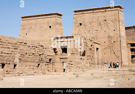 Vista del tempio di Philae in Aswan Alto Egitto Foto Stock