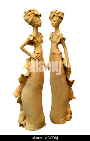 Figurativo femmina africani le donne formano stare in piedi alti allungata sottile figura elegante che trasportano il possesso figure carattere tr Foto Stock