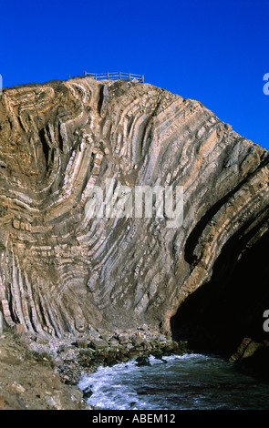 Le formazioni rocciose a foro di scale lulworth cove purbeck DORSET REGNO UNITO Foto Stock