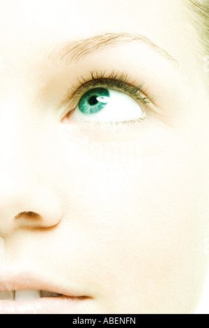Giovani volto di donna, extreme close-up Foto Stock