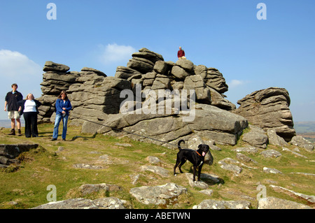 Hound Tor su Dartmoor Devon, Regno Unito Foto Stock