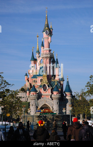 Euro Disney, Sleeping Beauty castle in Fantasyland centro di Eurodisney Parigi Francia Foto Stock