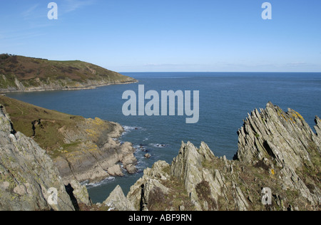 Walkers sulla costa sud ovest percorso tra brixham e dartmouth in South Devon England Foto Stock