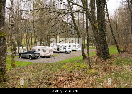 Regno Unito Scozia Highlands Killin Clachan Caravan Club sito in primavera Foto Stock