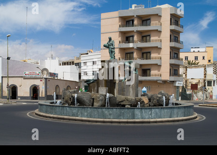 Dh Puerto del Rosario Fuerteventura Scuptures sulla rotatoria Foto Stock