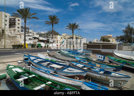 Dh Puerto del Rosario Fuerteventura barche da pesca sul porto di uno scalo Foto Stock