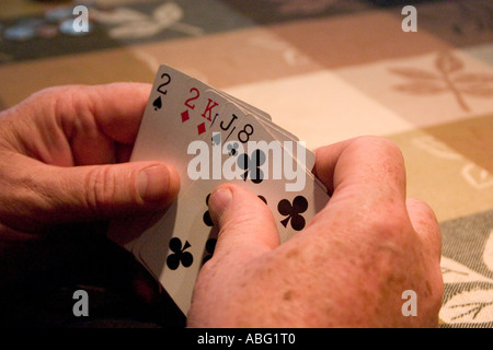 Una allettante ma mediocre mano di poker. Nisswa Minnesota MN USA Foto Stock