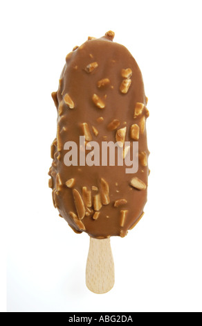 La didascalia del gelato Gelato su un bastone di legno maniglia levetta Foto Stock