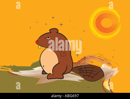 Illustrazione di un cartoon Beaver Foto Stock