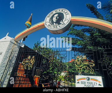 Kingston in Giamaica Bob Marley Museum cancello di ingresso Foto Stock