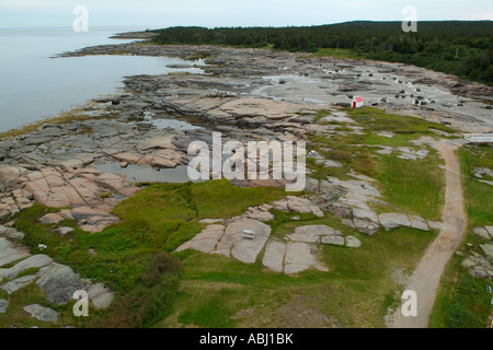 Vista su Saint Lawrence dal Pointe-des-Monts faro Foto Stock