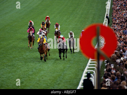 La finitura post a Epsom race course Foto Stock