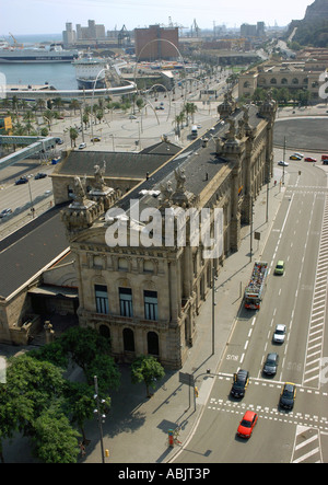 Vista panoramica di Muelle Nou Barcelona Barça Barça Catalogna Catalogna Catalogna Costa Brava España Spagna Europa Foto Stock