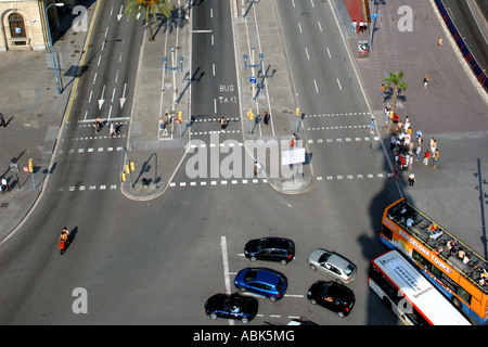 Vista panoramica di Plaça del Portal de la Pau Barcellona Barça Barça Catalogna Catalogna Catalogna Costa Brava España Spagna Europa Foto Stock