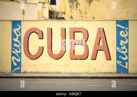 Viva Cuba Libre murale di Havana Cuba Foto Stock