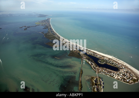 Foto aerea di Gasparilla Island, Ranch Peekins Cove, Hoagen chiave, Placida Harbour, Gasparilla Pass, Boca Grande, Florida Foto Stock