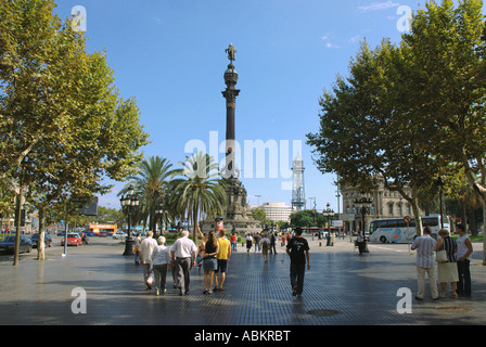 Vista di Las Ramblas Barcellona Barça Barça Catalogna Catalogna Catalogna Costa Brava España Spagna Europa Foto Stock