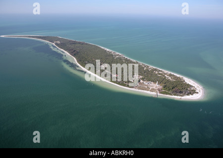 Aerial photo of Egmont Key remote tropical island Gulf of Mexico Tampa Bay Southwest Channel west coast of Florida Foto Stock