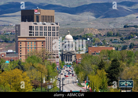 Downtown Boise e il Campidoglio dell'Idaho Foto Stock