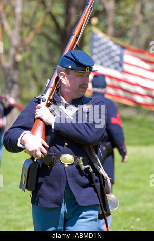 Unione soldato in guerra civile rievocazione storica vicino a Boise Idaho Foto Stock