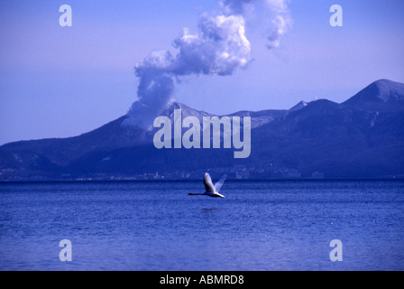 L eruzione del vulcano Mt Usu Hokkaido in Giappone il 31 marzo 2000 accanto al Lago Toya ( Toyako) Foto Stock