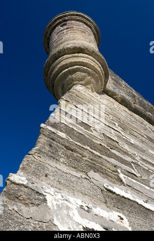 Angolo torre in pietra Castille de San Marco castello di St Marc spagnolo castello coquina 1672 Sant'Agostino Florida USA USA la più antica Foto Stock