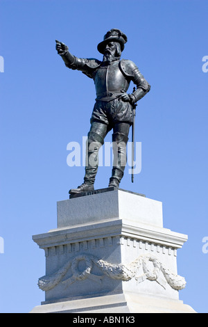 La statua di Juan Ponce de Leon conquistador spagnolo scopritore della Florida 1513 Sant'Agostino Florida USA USA la più antica città Foto Stock