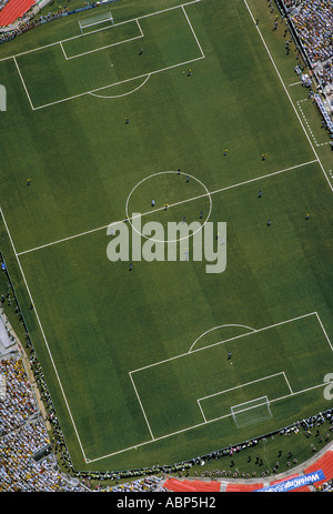Verticale vista aerea del campo di gioco al Rosebowl di Pasadena, California, durante i Campionati del Mondo Di Soccer Final Foto Stock