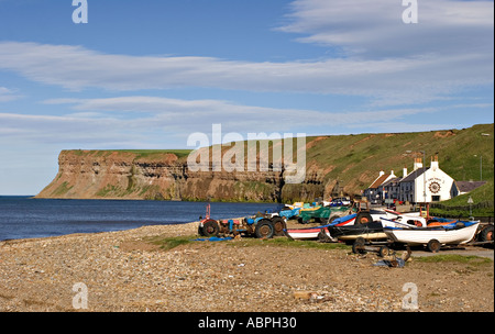 Saltburn barche da pesca e Ship Inn REGNO UNITO Foto Stock