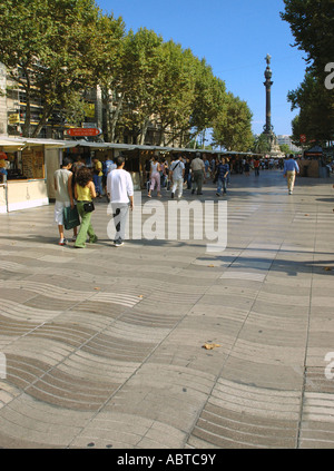 Vista di Las Ramblas Barcellona Barça Barça Catalogna Catalogna Catalogna Costa Brava España Spagna Europa Foto Stock