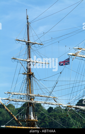 Tall Ship Amerigo Vespucci sulla visita a Dartmouth ormeggiata nel fiume Dart Devon England Regno Unito Regno Unito Foto Stock
