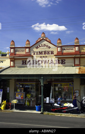 Maldon legname e mercante Hardware Main Street Maldon Victoria Australia Foto Stock