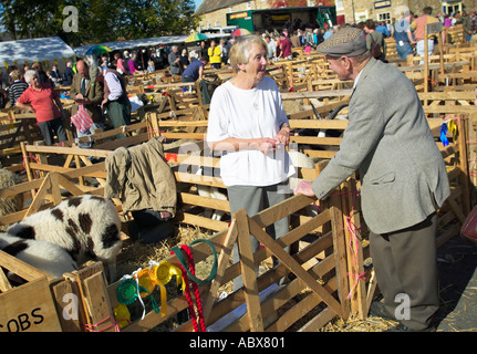 Gli agricoltori parlare a Masham pecore Fair Yorkshire England Regno Unito Foto Stock