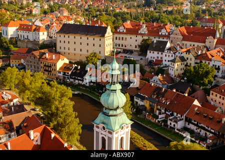 Repubblica ceca, Cesky Krumlov, St Jost Chiesa e città Foto Stock