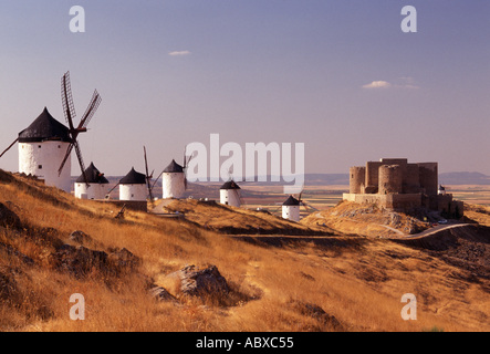 Consuegra, Windmühlen und Castillo, Foto Stock