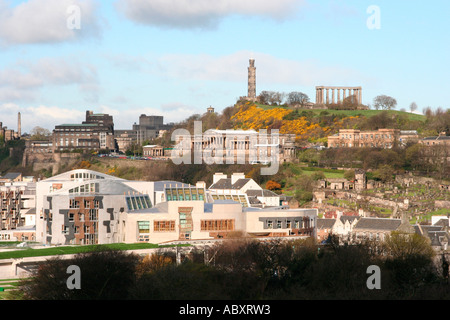 Il Parlamento scozzese di Edimburgo in Scozia Carlton Hill oltre Foto Stock