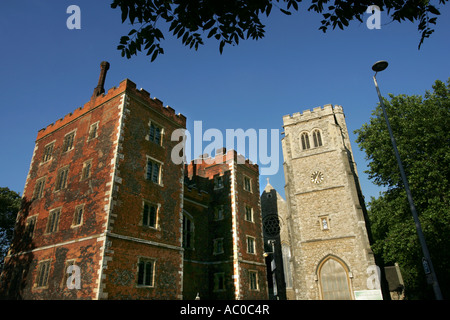 Arcivescovo di Canterbury's residence, Lambeth Palace e Chiesa di Santa Maria, London, Regno Unito Foto Stock