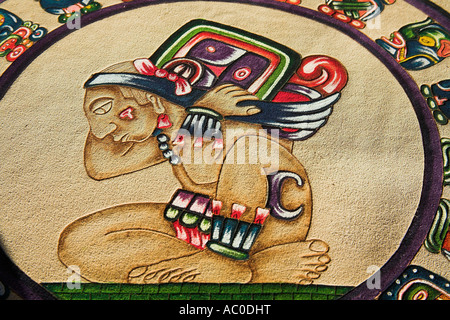 Maya dipinto su cuoio, Chichen Itza sito archeologico, Chichen Itza, stato dello Yucatan, Messico Foto Stock