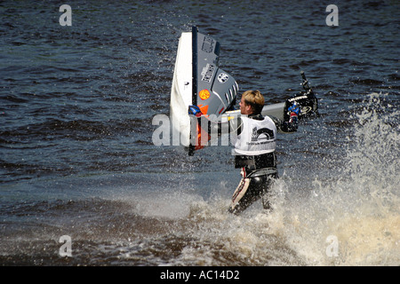 Jet Ski Racing. Presa sul Fiume Tees Barrage in Stockton Inghilterra durante un jet ski racing championship il Foto Stock