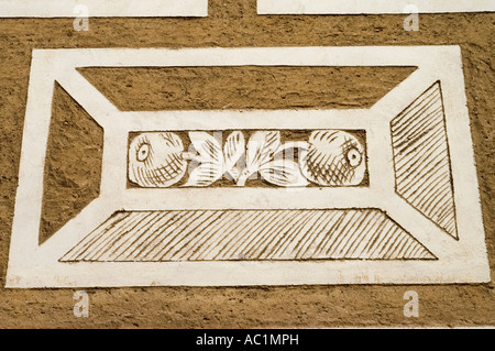 Close up di decorazione di Litomysl castle in tecnica sgraffito Foto Stock