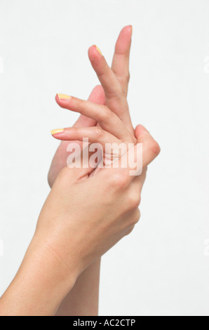 Close up di giovani womans mani Foto Stock