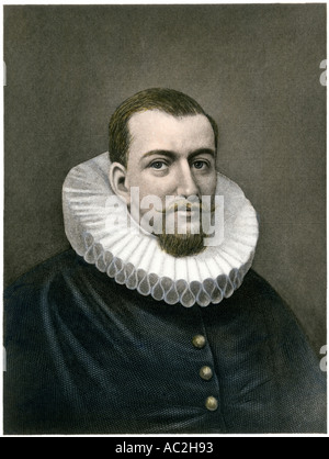 Explorer Henry Hudson. Colorate a mano incisione in acciaio Foto Stock